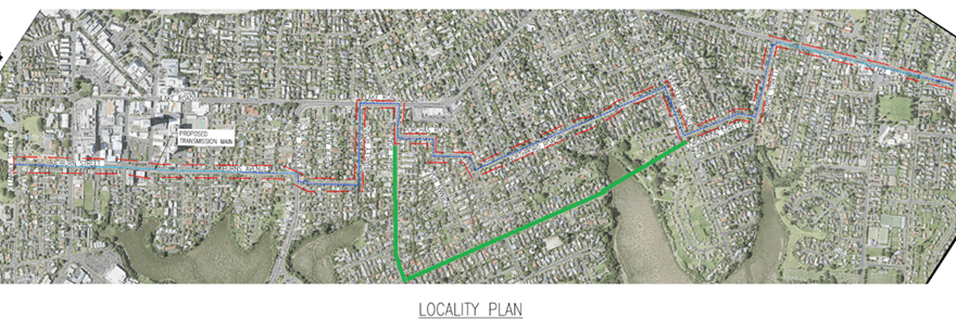 Map showing locality plan for Devonport watermain replacement