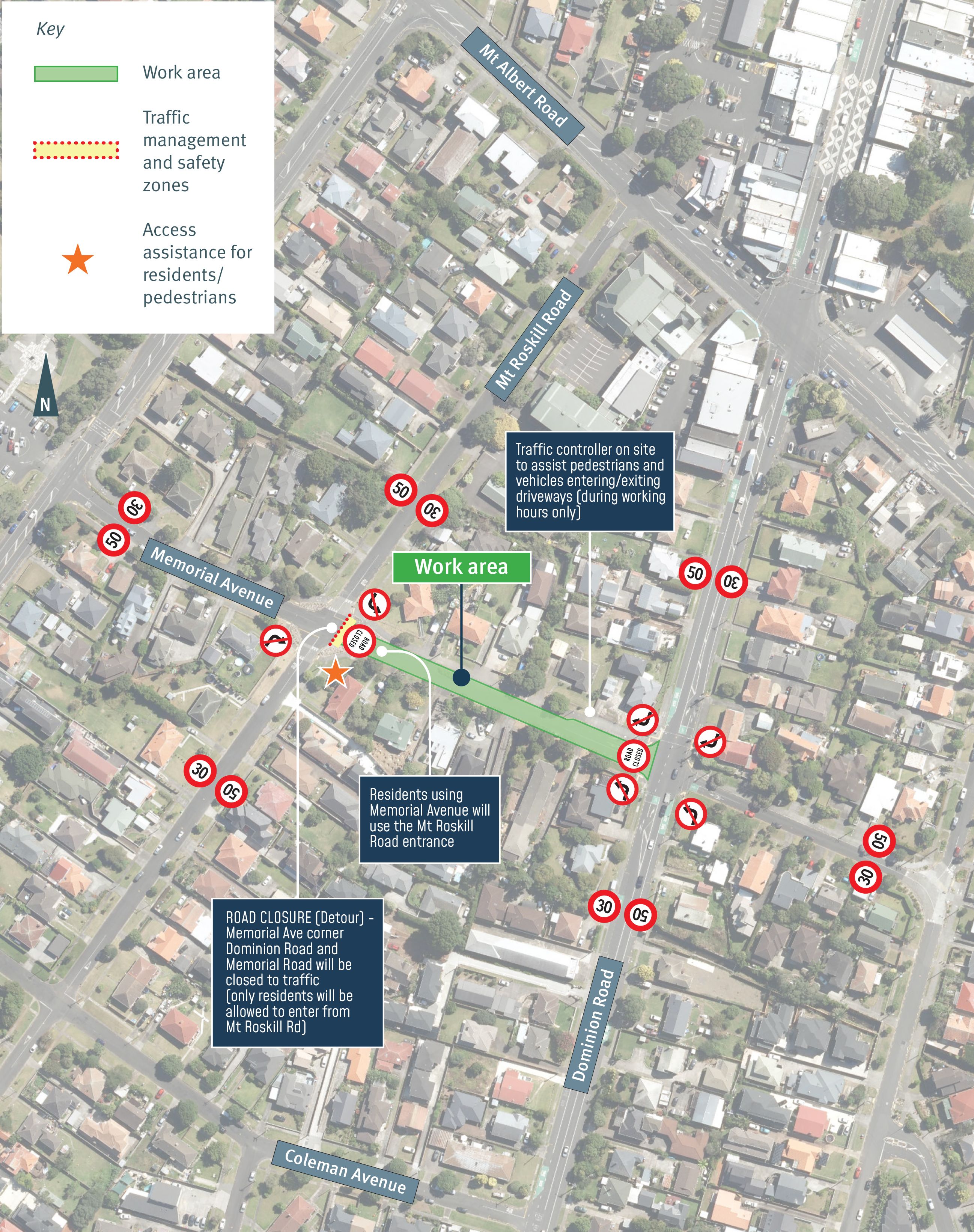 Map showing Watercare's Wesley watermain project