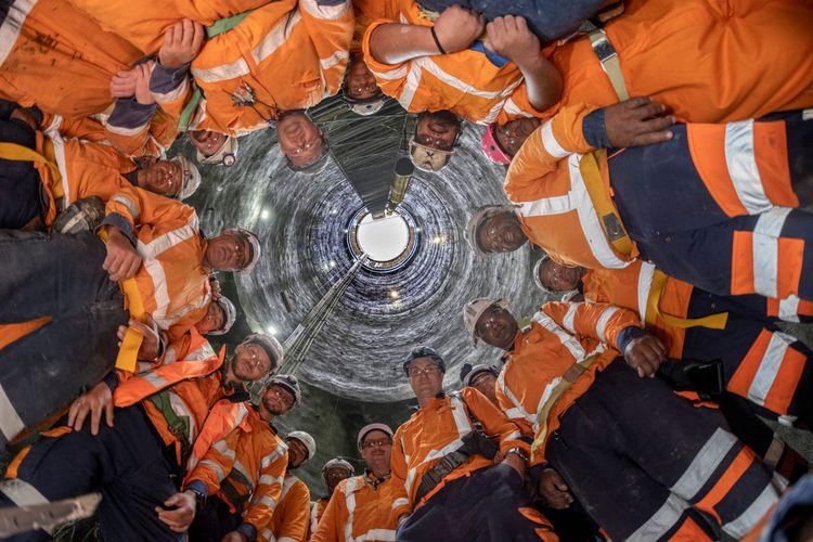 The May Road Shaft B team gather at the base of where the action takes place - 2022