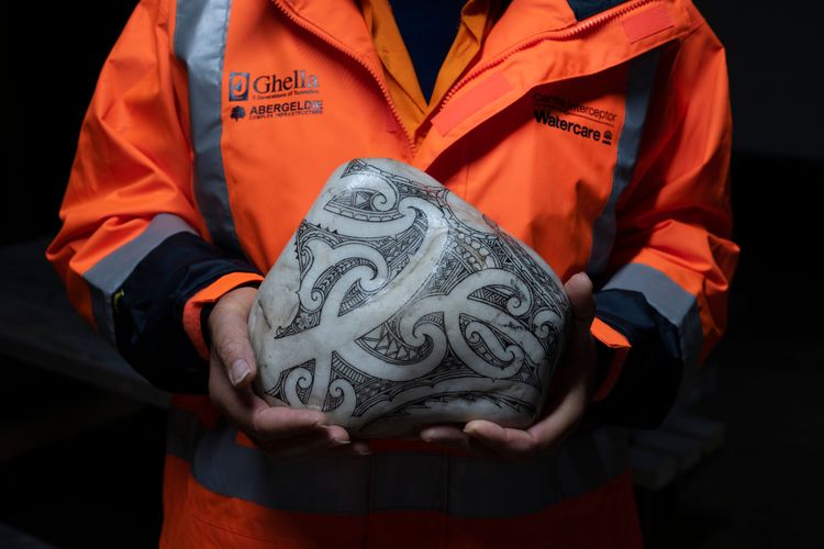 A taonga providing connection at the blessing for the start of shaft excavation works at Waiorea Western Springs site- 2023