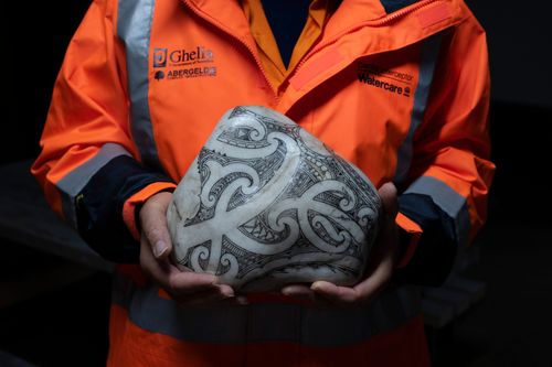 A taonga providing connection at the blessing for the start of shaft excavation works at Waiorea Western Springs site- 2023
